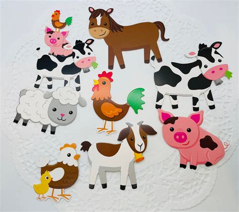 Set of 7 Farm Animal Stickers. Scrapbook Ephemera. Junk - Etsy