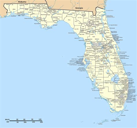 Detailed Florida state map with cities | Florida state | USA | Maps of the USA | Maps collection ...