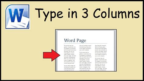 How to type in 3 columns Word - YouTube