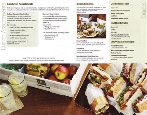 Panera Boxed Lunch Printable Menu - Printable Templates