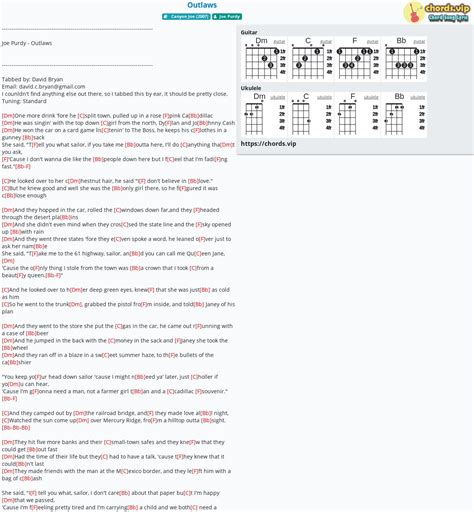 Chord: Outlaws - tab, song lyric, sheet, guitar, ukulele | chords.vip
