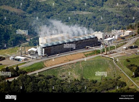 aerial above The Geysers largest group of geothermal power plants in the world northern ...