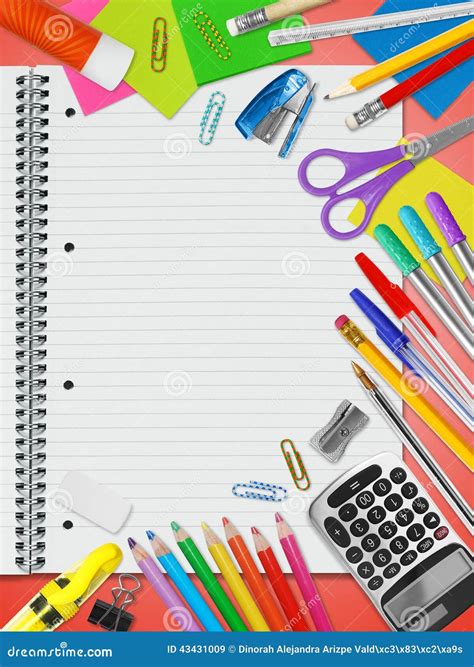 School stationery supplies stock image. Image of space - 43431009