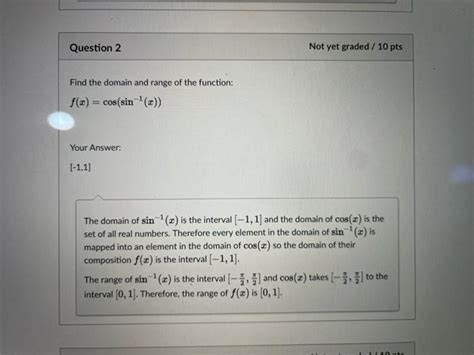 Solved Why is the range of f(x)=cos(arcsin(x)) [0,1]. Also | Chegg.com