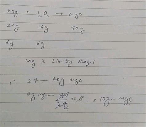 Mg + H2SO4 → MgSO4 + H2 In this reaction, which mass of magnesium sulphate is formed when 6g of ...