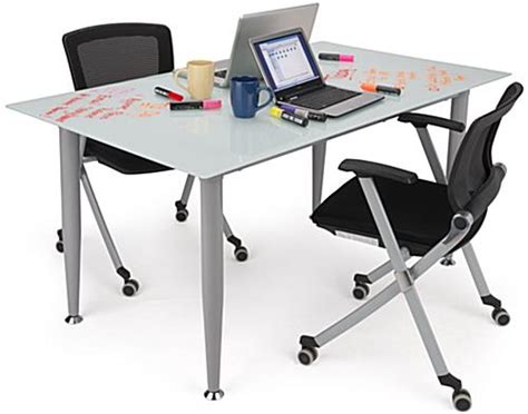 Frosted Glass Whiteboard Desk | Smooth Surface