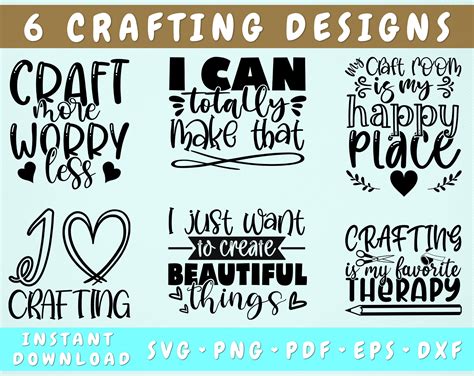 Crafting Quotes SVG Bundle, 6 Designs, Crafting Sayings SVG, PNG By ...