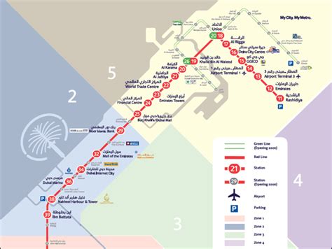 Dubai Metro Map, Red & Green Lines with different Zones, Dubai Metro Feeder Buses, Google ...