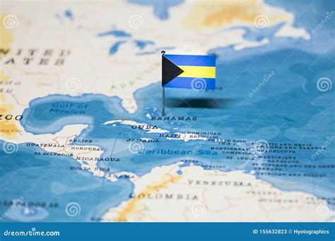 The Flag of Bahamas in the World Map Stock Image - Image of itinerary, flag: 155632823