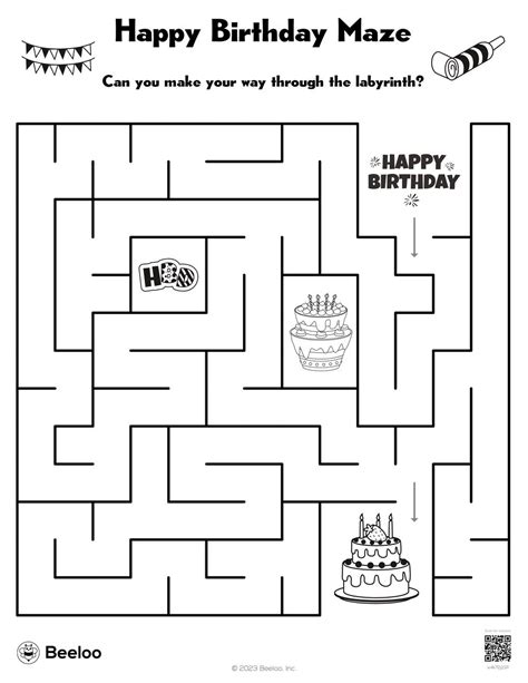 Happy Birthday Maze • Beeloo Printable Crafts for Kids (w4k72j21R)