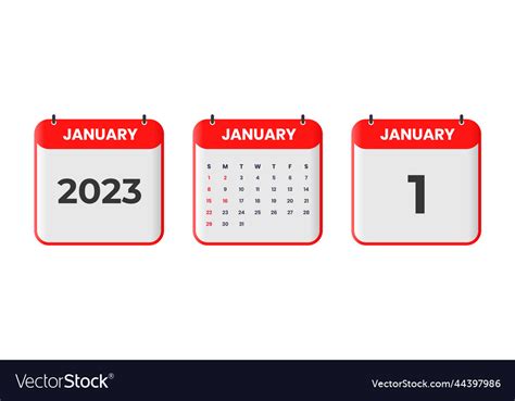 January 2023 calendar design 1st 2023 Royalty Free Vector