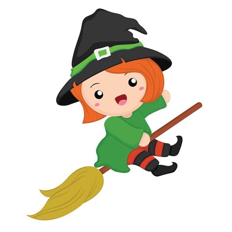 Premium Vector | Cute Halloween Girl Witch Illustration Vector Clipart