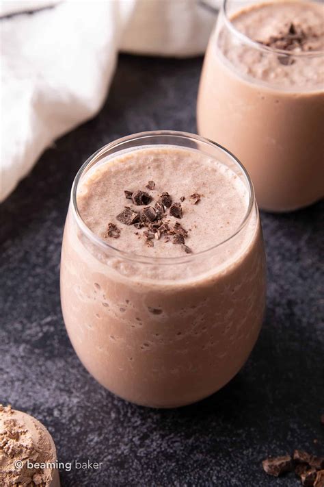 3 Ingredient Chocolate Vegan Protein Shake Recipe - Beaming Baker