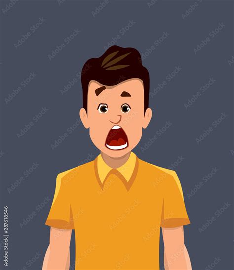 Shock facial expression. shocked young man expression vector ...