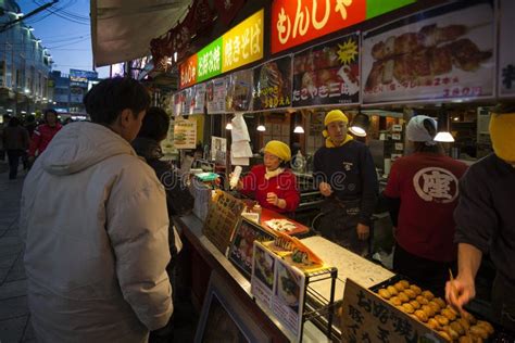 Japan - Osaka - Street Food Near Dotonbori Street Editorial Stock Photo - Image of restaurant ...