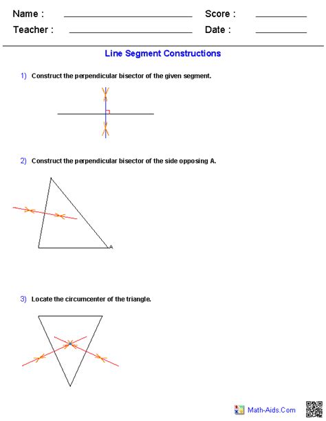 Construct Perpendicular Bisector Worksheet