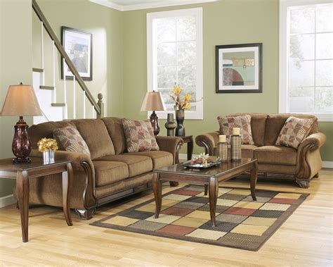 Signature Design by Ashley Living Room 5pc Montgomery Wood Trim Sofa ...