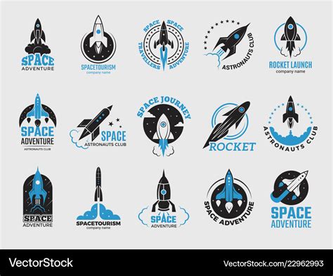 Rocket logo space satellite retro shuttle moon Vector Image