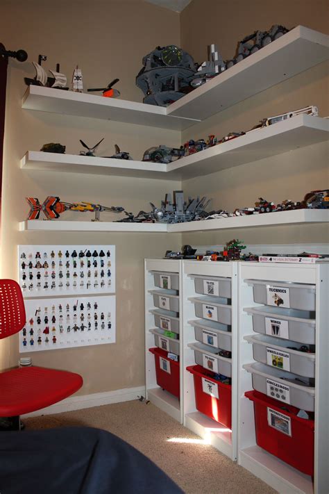 Clay's Lego Corner Creation Station: made using Ikea shelves and drawers. I laminated labels and ...