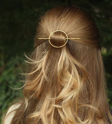 Women Hair Accessories gold color Round Hair Clip Pin Metal Geometric ...