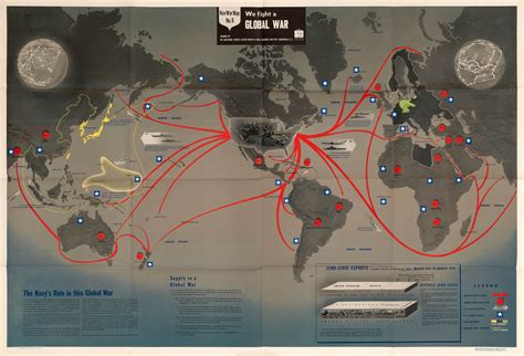 Striking World War Two “ Nav War Map ” issued by the U.S. Navy - Rare & Antique Maps