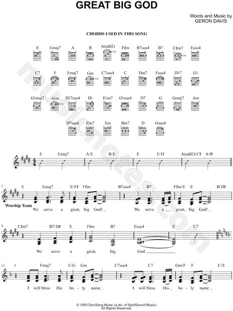 Geron Davis "Great Big God" Sheet Music in E Major (transposable ...