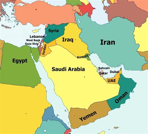 Lebanon, Jordan, Syria, Iraq, Oman, Qatar, Bahrain, Dubai on Map. Closer look at where Lebanon ...