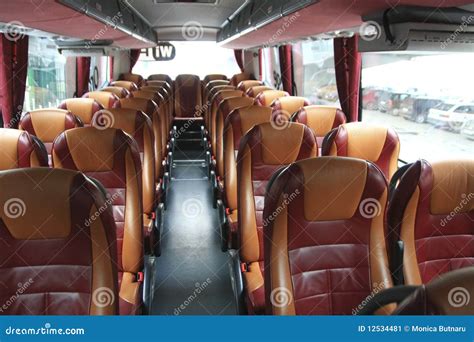 Interior Of Big Coach Bus With Leather Seats Stock Image - Image: 12534481