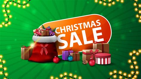 Christmas sale, green and orange discount web banner with Santa Claus bag with presents 1955740 ...