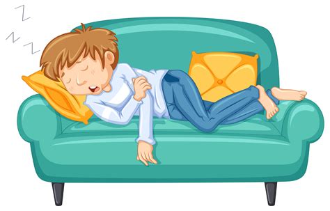 Man taking nap on big sofa 292237 Vector Art at Vecteezy