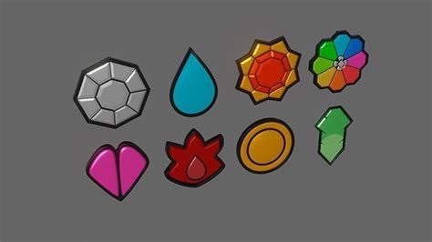 Pokemon Kanto Gym Badges 3D model | CGTrader