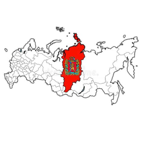 Krasnoyarsk Krai on Administration Map of Russia Stock Illustration ...