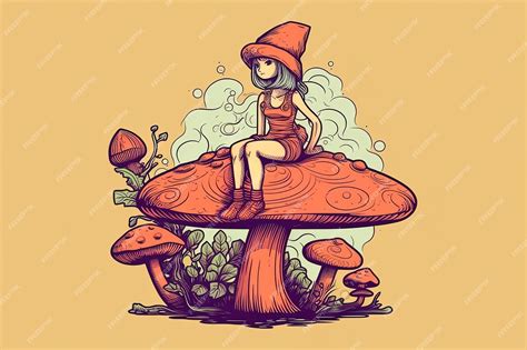 Premium AI Image | Fantasy Magical Mushrooms and little female elf in ...