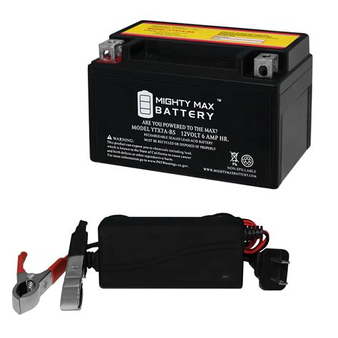 YTX7A-BS Replacement Battery for Lexmoto Tornado 125 Scooter + 12V 1Amp ...