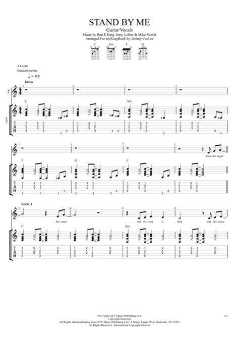 Stand by Me Tab by Ben E. King (Guitar Pro) - Guitar & Vocals | mySongBook