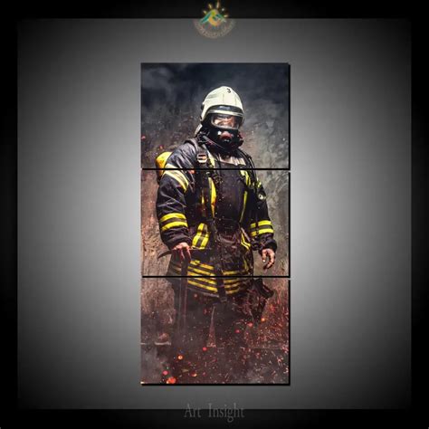 3 Panel Firefighter Man Fireman Wall Art Painting Prints on Canvas ...