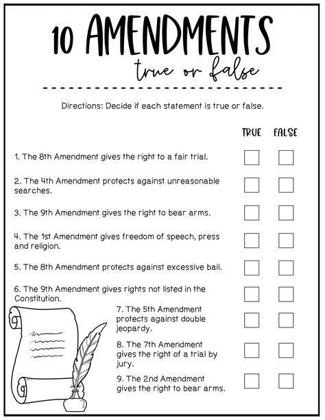 Learn the Ten Amendments with this Fun Worksheet - Worksheets Library