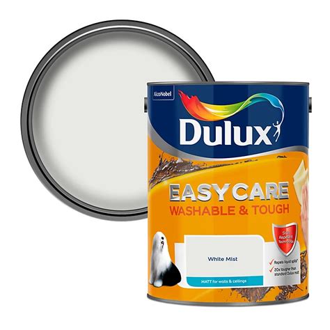 Dulux Easycare White mist Matt Emulsion paint, 5L | DIY at B&Q