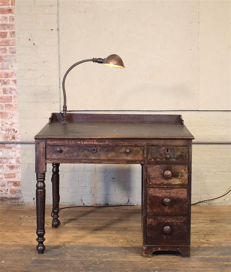 Vintage Industrial Desk with Lamp - Get Back, Inc.