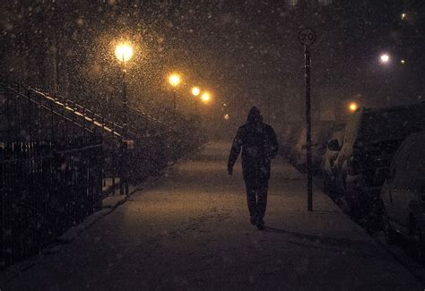 HD wallpaper: person walking at night with snow, man walking at sidewalk during snow | Wallpaper ...