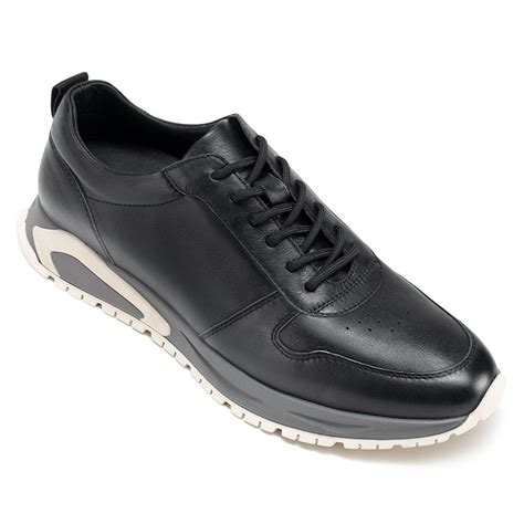 Tall Men Shoes – Mens Shoes Taller – Black Leather Sports Shoes For Men - Locaka