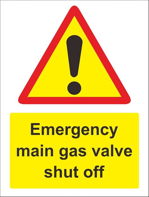 INDIGOS UG - Sticker - Safety - Warning - EMERGENCY MAIN GAS VALVE SHUT OFF SIGN 150mm x 200mm ...