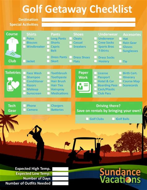 Heading out on a golf getaway? Make sure you are prepared with this Golf Vacation Checklist from ...