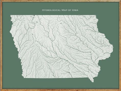 Iowa Hydrological Map of Rivers and Lakes Iowa Rivers Poster | Etsy