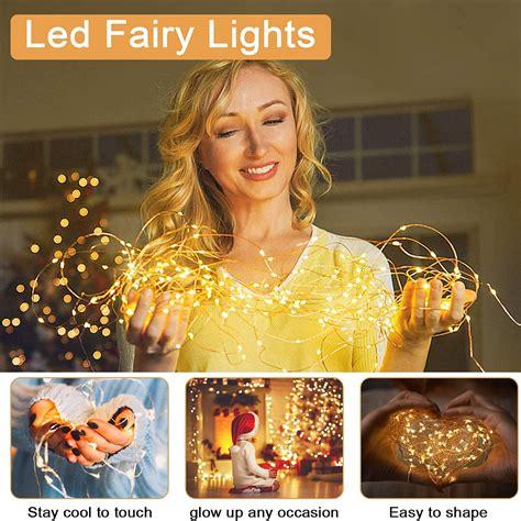 10 Pack 6.6ft 20 LEDs Copper Wire String Fairy Lights Battery Operated ...