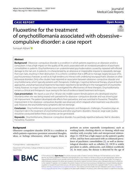 (PDF) Fluoxetine for the treatment of onychotillomania associated with obsessive–compulsive ...