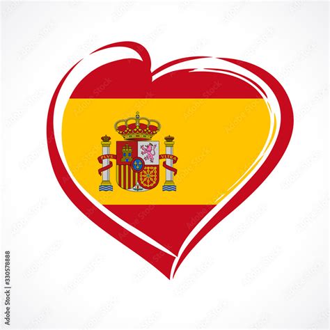 Love Spain, heart emblem in national flag colors. Spanish flag in heart shape for celebration ...