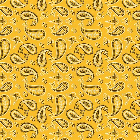 Premium Vector | Yellow paisley bandana pattern