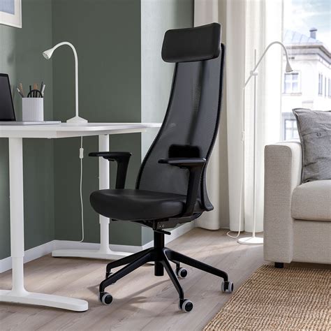 IKEA JÄRVFJÄLLET office chair with armrests Glose black 68x68 cm | eBay
