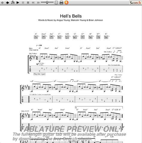 ACDC Hells Bells Guitar Tab : Free ACDC Guitar Tab